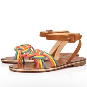 🌈 Christian Louboutin Ella Braided leather sandals multicolor RETAIL 795
